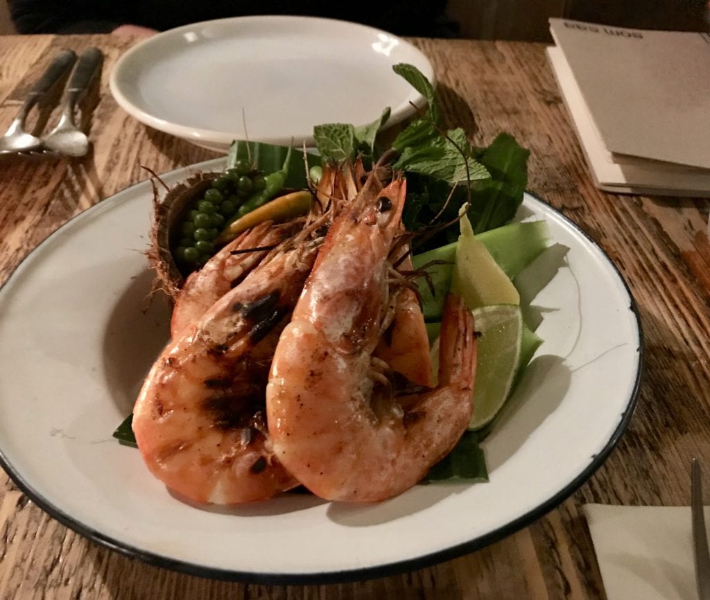 Grilled prawns with coconut marinade at Som Saa
